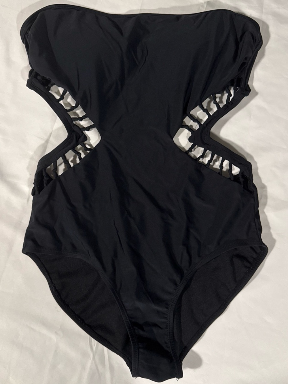 Classic Black One-Piece Swimsuit for Kids - Cutout Side Detail